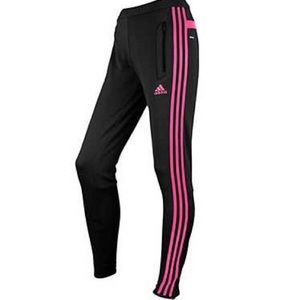 Adidas Black Joggers Pink Stripes Small